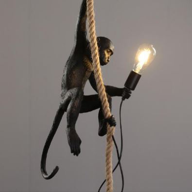 Industrial Monkey Rope Pendant Lamp (Black)